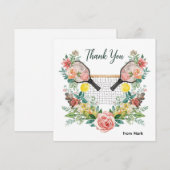 Pickleball met prachtige bloemen bedankkaart (Voorkant / Achterkant)
