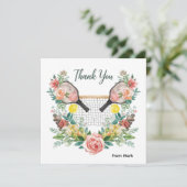 Pickleball met prachtige bloemen bedankkaart (Staand voorkant)