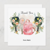 Pickleball met prachtige bloemen bedankkaart (Voorkant / Achterkant)