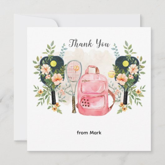 Pickleball met prachtige bloemen bedankkaart (Voorkant)