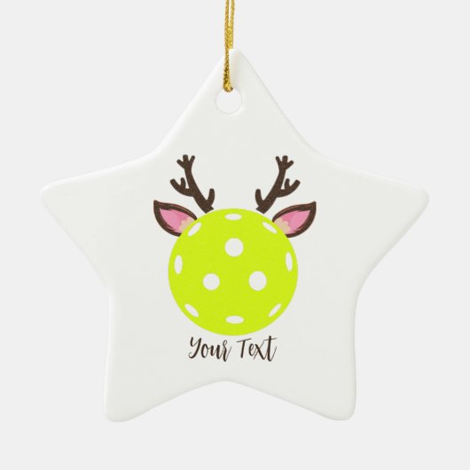 Pickleball met rendier Antlers. Funny Pickleball Keramisch Ornament (Voorkant)