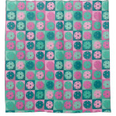 Pickleball (mijngroen en roze) douchegordijn (Voorkant)