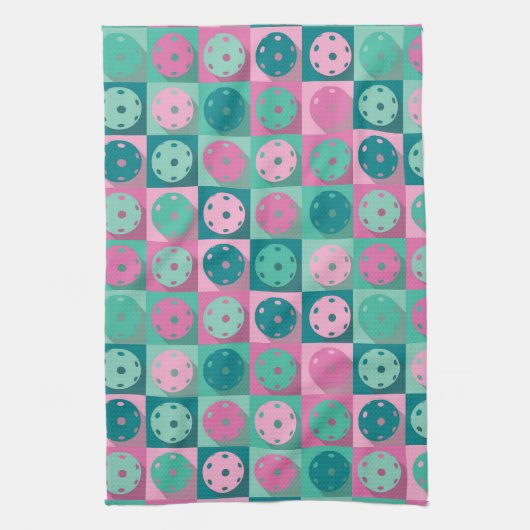 Pickleball (mijngroen en roze) theedoek (Verticaal)