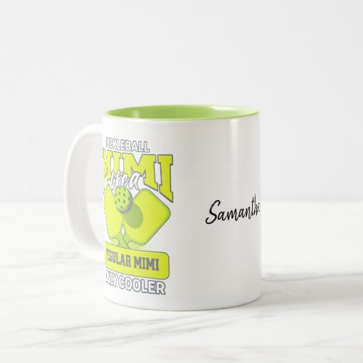 Pickleball Mimi Als een Regular Mimi Only Cooler Tweekleurige Koffiemok (Voorkant links)