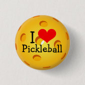 Pickleball Mini Button: Ik hou van Pickleball Ronde Button 3,2 Cm (Voorkant)