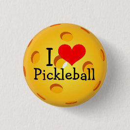 Pickleball Mini Button: Ik hou van Pickleball Ronde Button 3,2 Cm