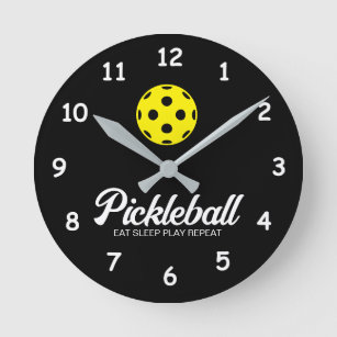 Pickleball-minuscklok met grappig citaat ronde klok