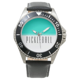 PICKLEBALL Modern Bright Aqua White Color Block Horloge