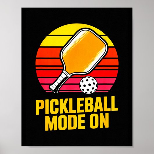 Pickleball-modus op retro zonsondergang pickleball poster (Voorkant)