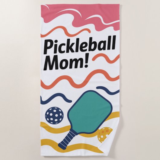 Pickleball Moeder! Cadeau voor haar Strandlaken (Voorkant)