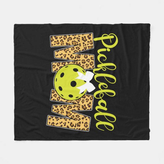 Pickleball Moeder Leopard Fleece Deken (Voorkant (Horizontaal))