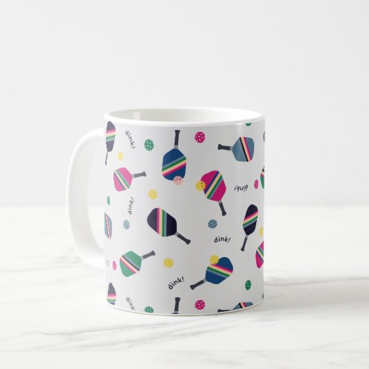 Pickleball-Mok met gestreept tapijten en gootsteen Koffiemok (Voorkant links)