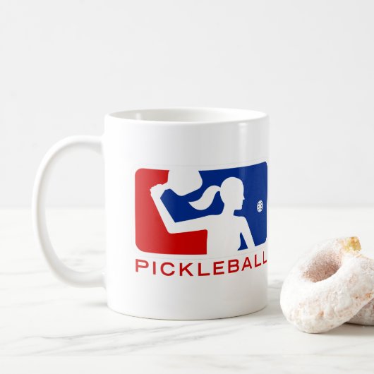 Pickleball-Mok: Vrouwen in de grote Liga (rood/bla Koffiemok (Met donut)