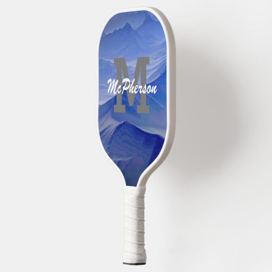 Pickleball Monogram en naam Blauwe achtergrond Paddle (Links)