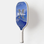 Pickleball Monogram en naam Blauwe achtergrond Pickleball Paddle (Links)