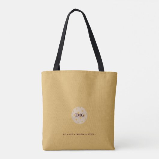 Pickleball Monogram Goud Tote Bag (Achterkant)