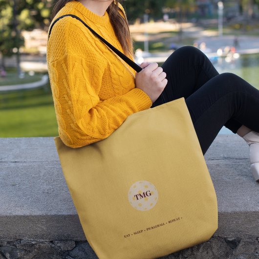 Pickleball Monogram Goud Tote Bag