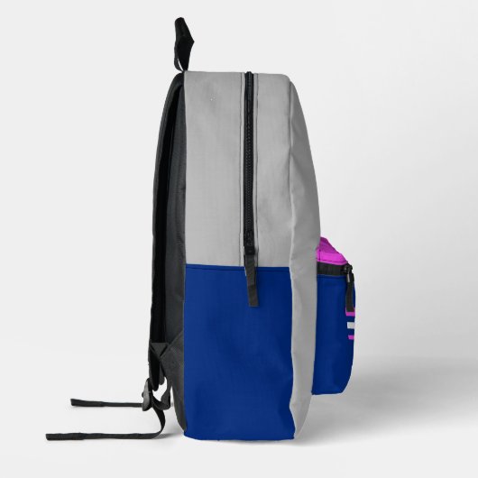 Pickleball Monogram grijs, marineblauw & roze Bedrukte Rugzak (Links)