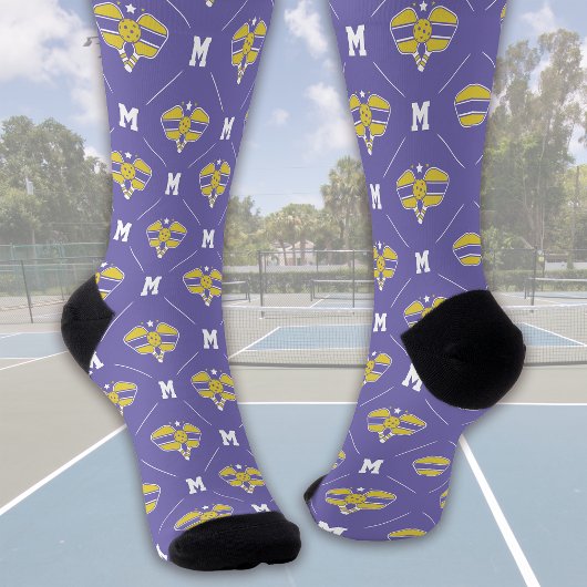 Pickleball Monogram Initiaal Pattern Sokken