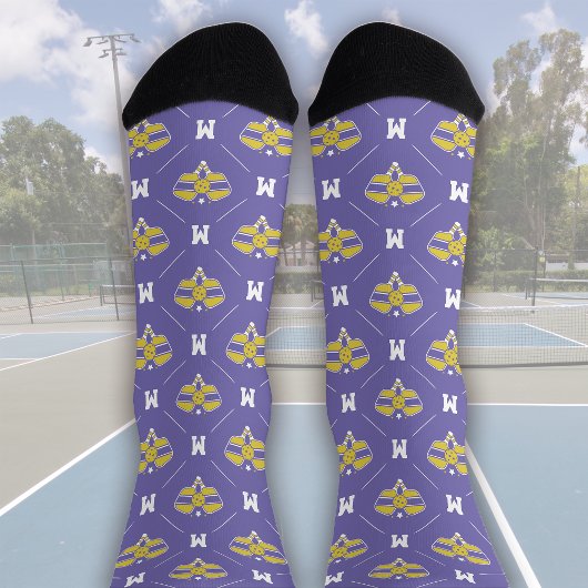 Pickleball Monogram Initiaal Pattern Sokken