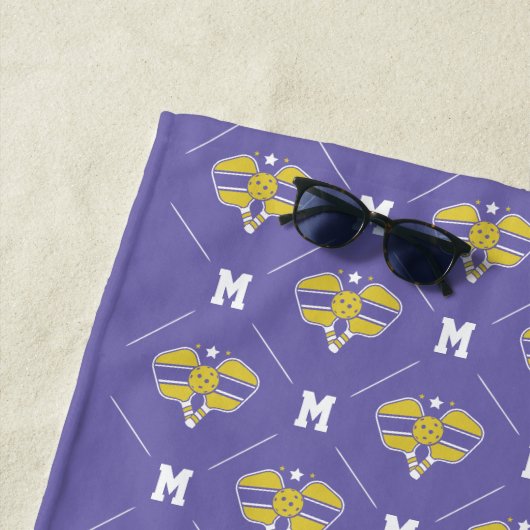 Pickleball Monogram Initiaal Pattern Strandlaken (In situ)