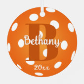 Pickleball Monogram Naam Sinaasappel Metalen Ornament (Achterkant)