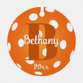 Pickleball Monogram Naam Sinaasappel Metalen Ornament (Voorkant)