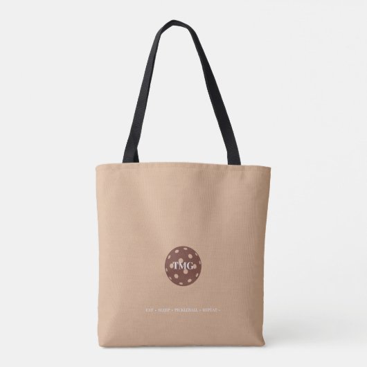 Pickleball Monogram Sandy Brown Tote Bag (Achterkant)