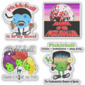 Pickleball Monsters Vampire Witches Zombies Sticker (Voorkant)