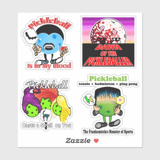 Pickleball Monsters Vampire Witches Zombies Sticker (Vel)