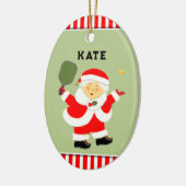 Pickleball Mrs Claus Collectible Keramisch Ornament (Links)