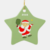 Pickleball Mrs Claus Kerstmis Keramisch Ornament (Voorkant)