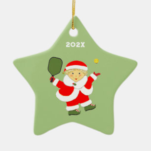 Pickleball Mrs Claus Kerstmis Keramisch Ornament