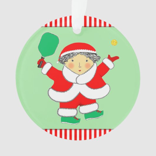 Pickleball Mrs. Claus-verzamelobject Ornament (voorkant)