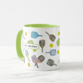 Pickleball Mug – Funny Paddle Pattern Mok (Voorkant links)