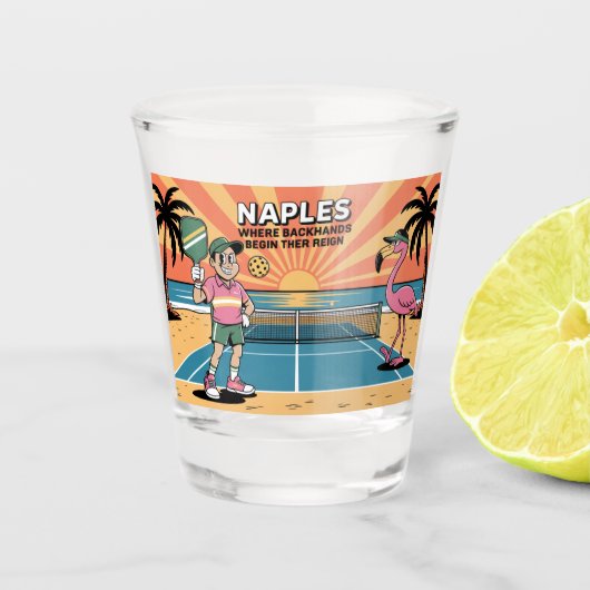 Pickleball Napels Waar Backhands Beginnen Shot Glas (Voorkant)