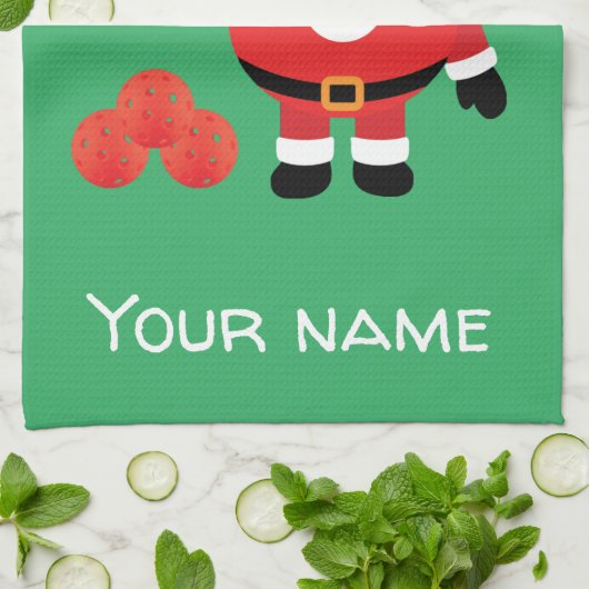 Pickleball Naughty of nice Santa green Theedoek (Gevouwen)