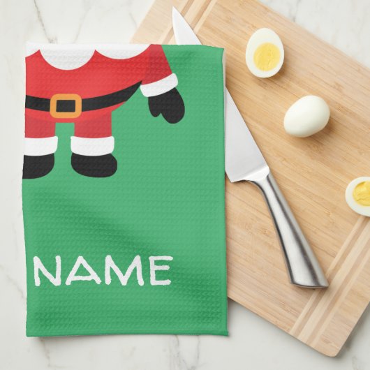 Pickleball Naughty of nice Santa green Theedoek (Quarter Fold)