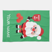 Pickleball Naughty of nice Santa green Theedoek (Horizontaal)