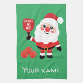 Pickleball Naughty of nice Santa green Theedoek (Verticaal)