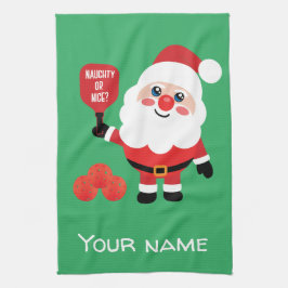Pickleball Naughty of nice Santa green Theedoek