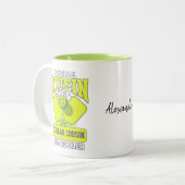 Pickleball neef als gewone neef alleen koeler tweekleurige koffiemok (Voorkant links)