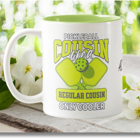 Pickleball neef als gewone neef alleen koeler tweekleurige koffiemok
