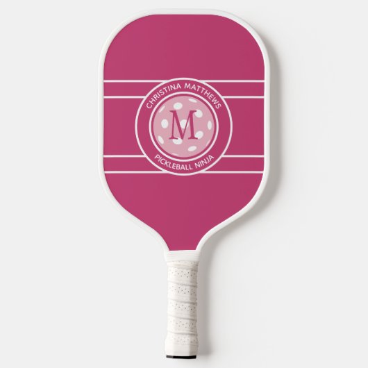 Pickleball Ninja Custom Name Initiaal Girly Pink Paddle (Achterkant)