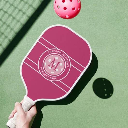 Pickleball Ninja Custom Name Initiaal Girly Pink Pickleball Paddle