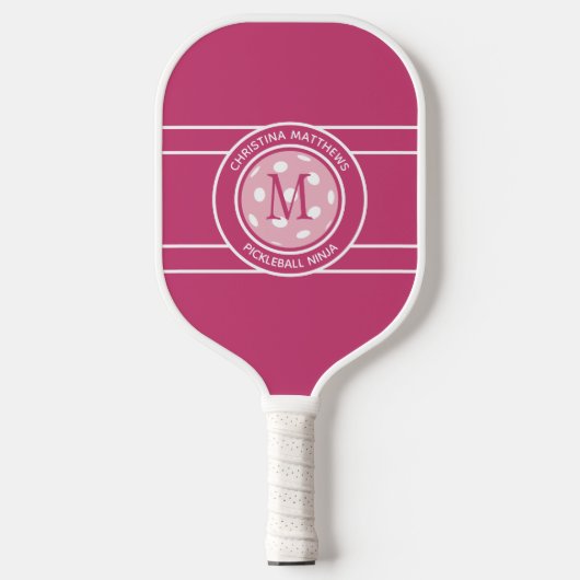 Pickleball Ninja Custom Name Initiaal Girly Pink Pickleball Paddle (Voorkant)
