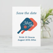 Pickleball obsessie bruiloft opslaan van de datum save the date (Staand voorkant)