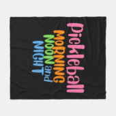 Pickleball Ochtend Middag en Nacht 1 Fleece Deken (Voorkant (Horizontaal))