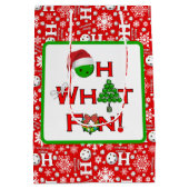 Pickleball Oh Wat leuk Kerst Rood en Wit Medium Cadeauzakje (Achterkant)