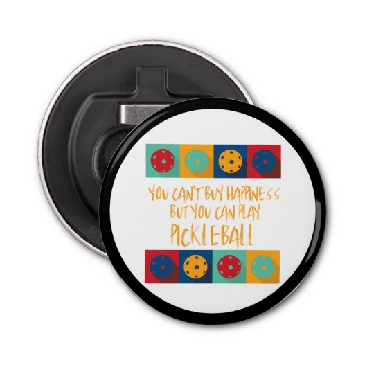 Pickleball-ontwerp voor pickleballiefhebbers button flesopener (Voorkant)